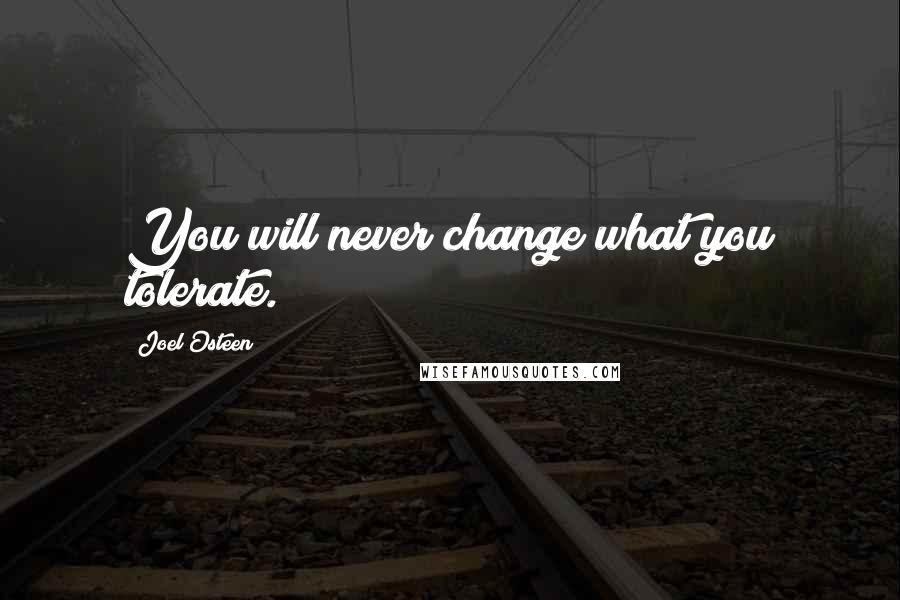 Joel Osteen Quotes: You will never change what you tolerate.