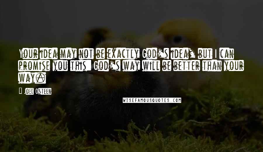 Joel Osteen Quotes: Your idea may not be exactly God's idea, but I can promise you this: God's way will be better than your way.