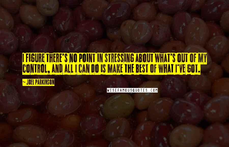 Joel Parkinson Quotes: I figure there's no point in stressing about what's out of my control, and all I can do is make the best of what I've got.