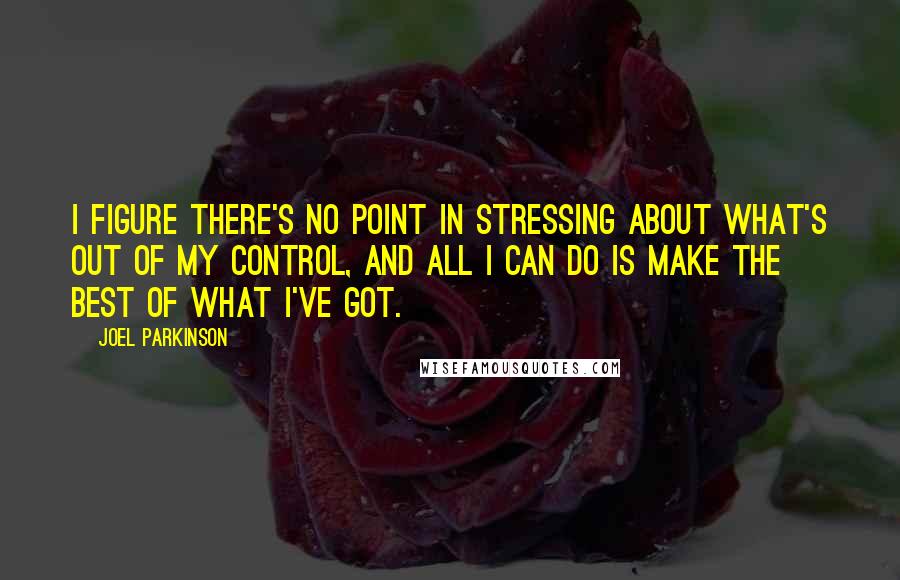 Joel Parkinson Quotes: I figure there's no point in stressing about what's out of my control, and all I can do is make the best of what I've got.