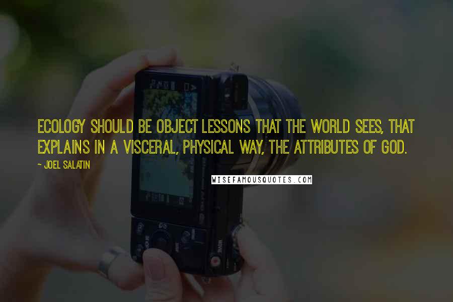 Joel Salatin Quotes: Ecology should be object lessons that the world sees, that explains in a visceral, physical way, the attributes of God.