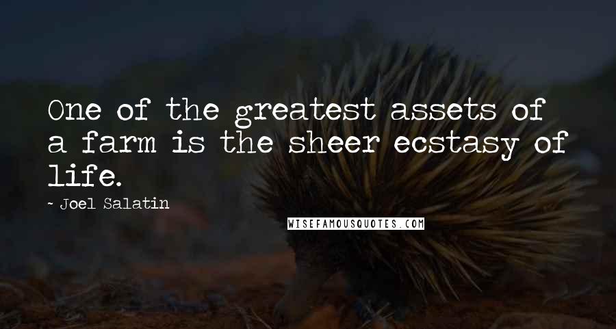 Joel Salatin Quotes: One of the greatest assets of a farm is the sheer ecstasy of life.