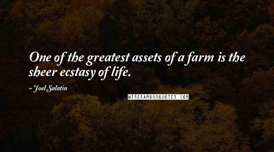 Joel Salatin Quotes: One of the greatest assets of a farm is the sheer ecstasy of life.
