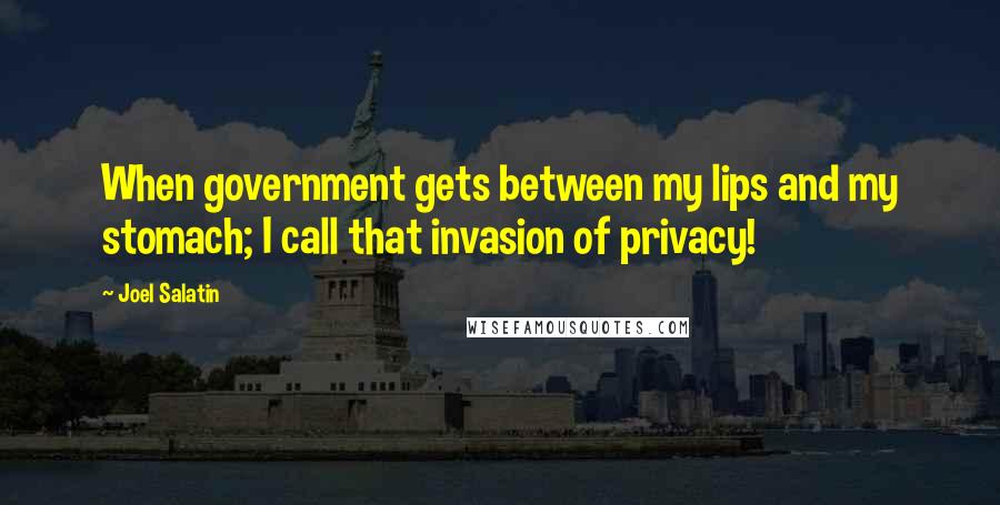 Joel Salatin Quotes: When government gets between my lips and my stomach; I call that invasion of privacy!