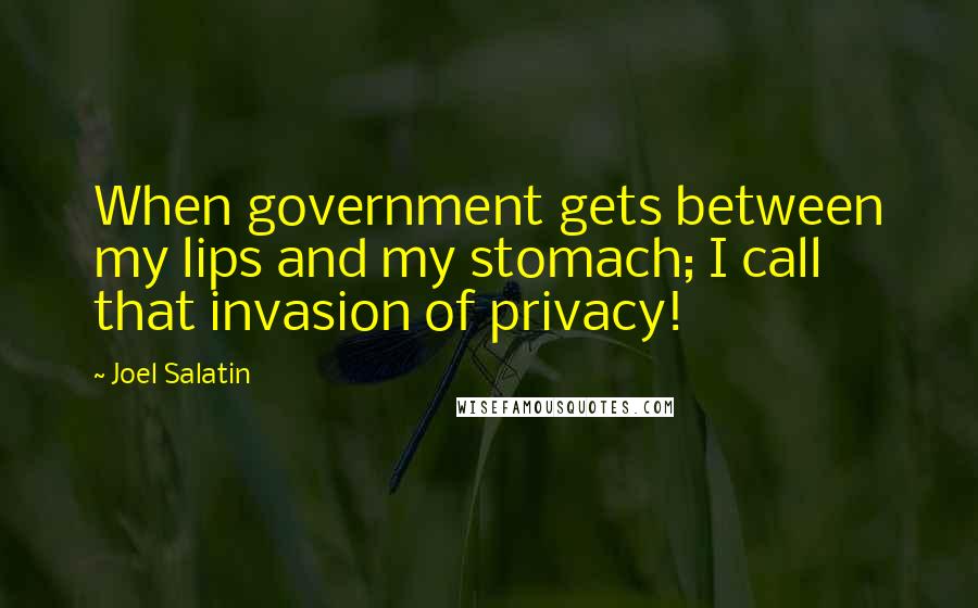 Joel Salatin Quotes: When government gets between my lips and my stomach; I call that invasion of privacy!