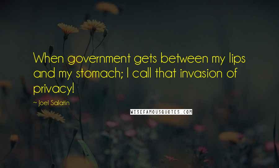 Joel Salatin Quotes: When government gets between my lips and my stomach; I call that invasion of privacy!