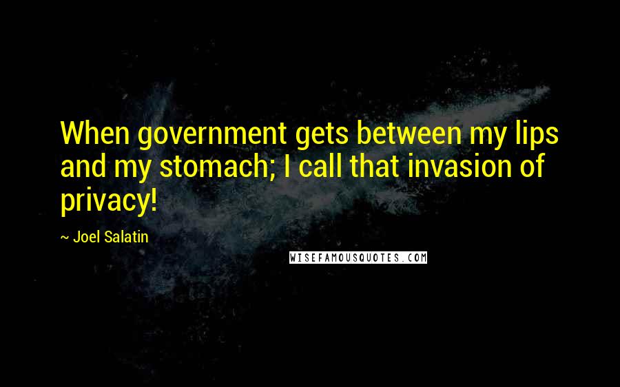 Joel Salatin Quotes: When government gets between my lips and my stomach; I call that invasion of privacy!