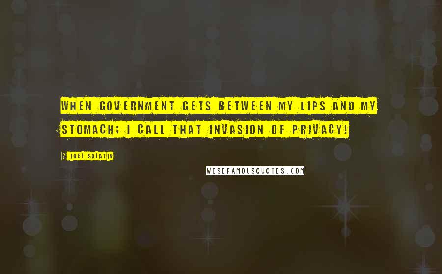 Joel Salatin Quotes: When government gets between my lips and my stomach; I call that invasion of privacy!