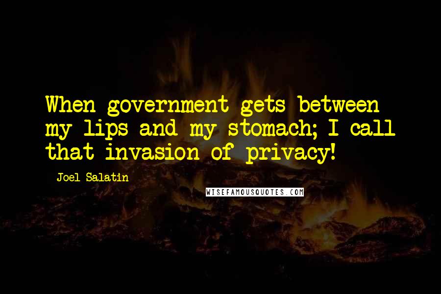 Joel Salatin Quotes: When government gets between my lips and my stomach; I call that invasion of privacy!