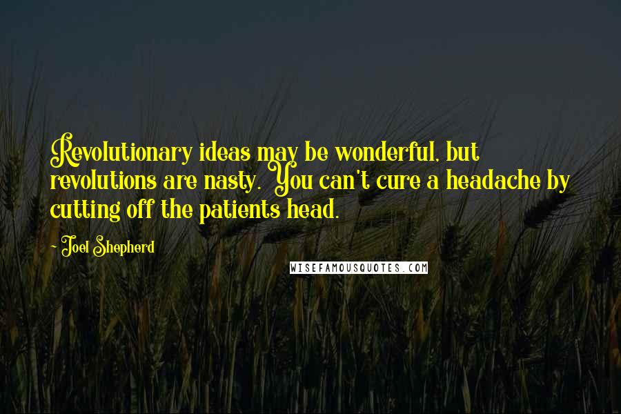 Joel Shepherd Quotes: Revolutionary ideas may be wonderful, but revolutions are nasty. You can't cure a headache by cutting off the patients head.