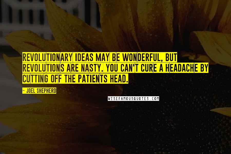 Joel Shepherd Quotes: Revolutionary ideas may be wonderful, but revolutions are nasty. You can't cure a headache by cutting off the patients head.