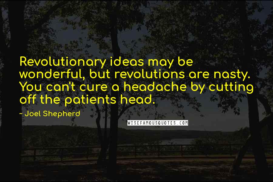 Joel Shepherd Quotes: Revolutionary ideas may be wonderful, but revolutions are nasty. You can't cure a headache by cutting off the patients head.