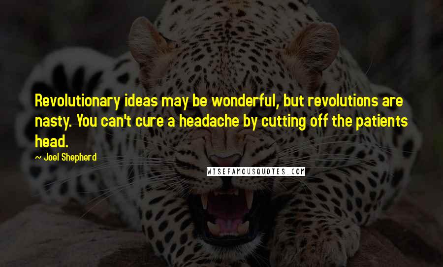 Joel Shepherd Quotes: Revolutionary ideas may be wonderful, but revolutions are nasty. You can't cure a headache by cutting off the patients head.