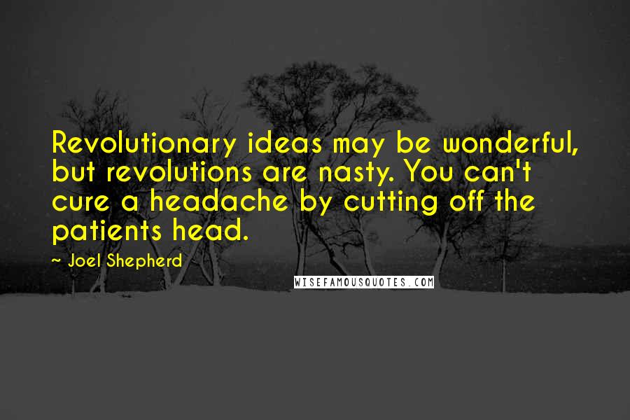 Joel Shepherd Quotes: Revolutionary ideas may be wonderful, but revolutions are nasty. You can't cure a headache by cutting off the patients head.