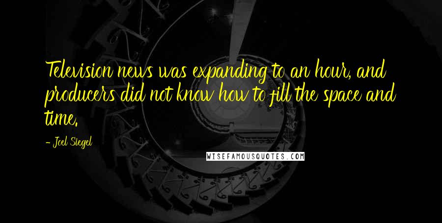 Joel Siegel Quotes: Television news was expanding to an hour, and producers did not know how to fill the space and time.