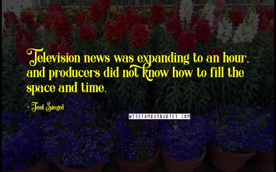 Joel Siegel Quotes: Television news was expanding to an hour, and producers did not know how to fill the space and time.