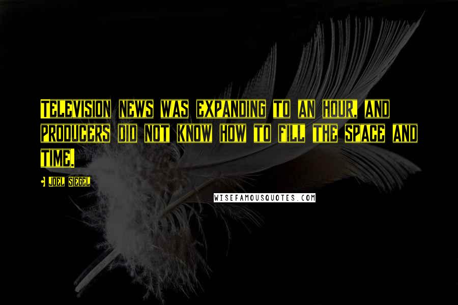 Joel Siegel Quotes: Television news was expanding to an hour, and producers did not know how to fill the space and time.