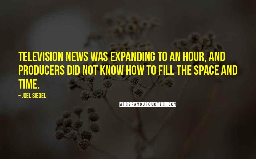 Joel Siegel Quotes: Television news was expanding to an hour, and producers did not know how to fill the space and time.