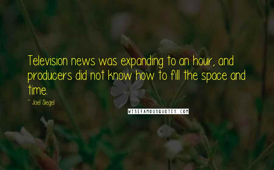 Joel Siegel Quotes: Television news was expanding to an hour, and producers did not know how to fill the space and time.