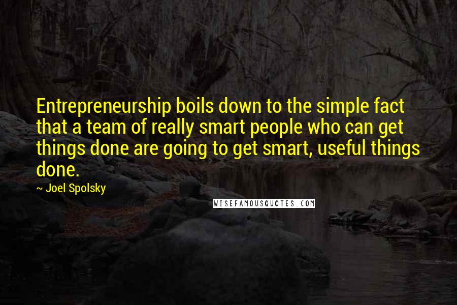 Joel Spolsky Quotes: Entrepreneurship boils down to the simple fact that a team of really smart people who can get things done are going to get smart, useful things done.