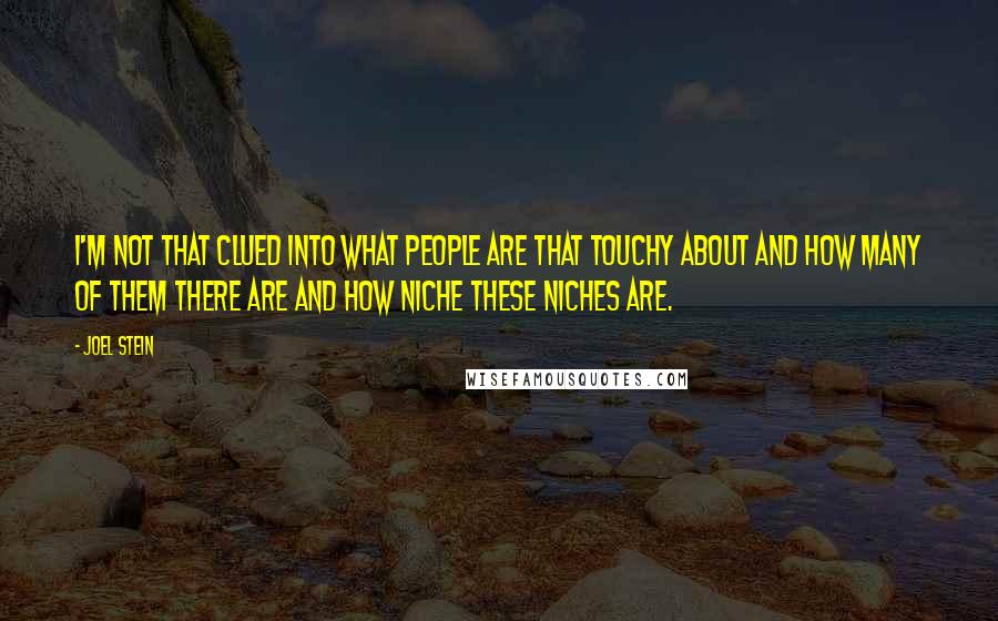 Joel Stein Quotes: I'm not that clued into what people are that touchy about and how many of them there are and how niche these niches are.
