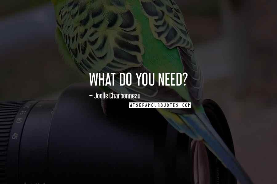 Joelle Charbonneau Quotes: WHAT DO YOU NEED?