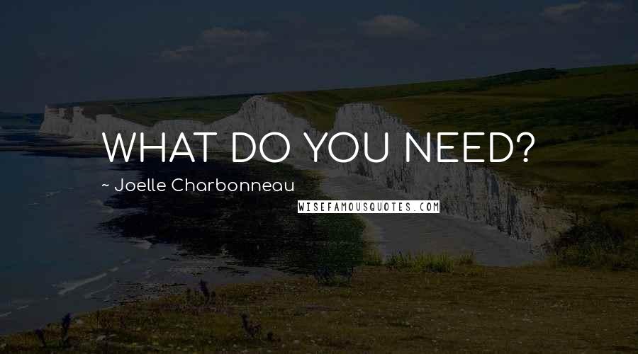 Joelle Charbonneau Quotes: WHAT DO YOU NEED?