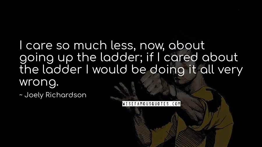 Joely Richardson Quotes: I care so much less, now, about going up the ladder; if I cared about the ladder I would be doing it all very wrong.