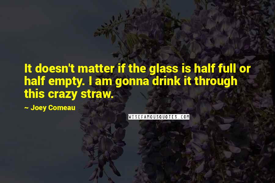 Joey Comeau Quotes: It doesn't matter if the glass is half full or half empty. I am gonna drink it through this crazy straw.