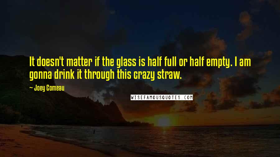 Joey Comeau Quotes: It doesn't matter if the glass is half full or half empty. I am gonna drink it through this crazy straw.