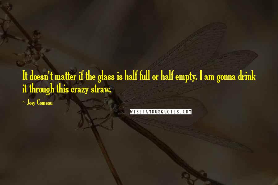 Joey Comeau Quotes: It doesn't matter if the glass is half full or half empty. I am gonna drink it through this crazy straw.