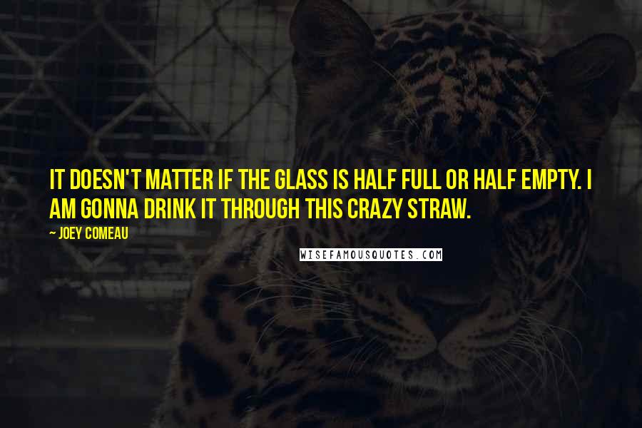 Joey Comeau Quotes: It doesn't matter if the glass is half full or half empty. I am gonna drink it through this crazy straw.