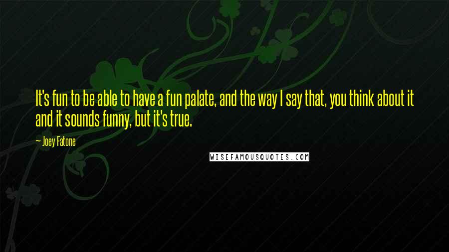 Joey Fatone Quotes: It's fun to be able to have a fun palate, and the way I say that, you think about it and it sounds funny, but it's true.