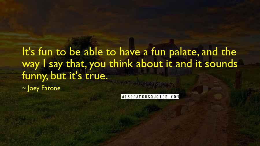 Joey Fatone Quotes: It's fun to be able to have a fun palate, and the way I say that, you think about it and it sounds funny, but it's true.
