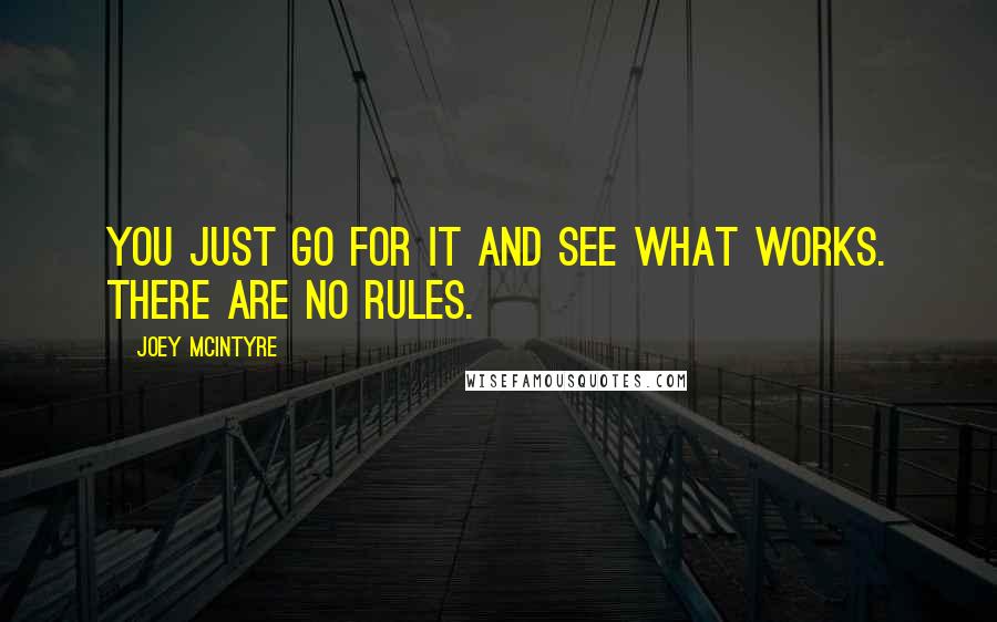 Joey McIntyre Quotes: You just go for it and see what works. There are no rules.