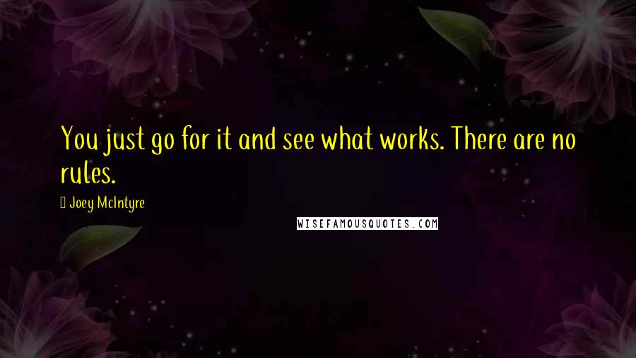 Joey McIntyre Quotes: You just go for it and see what works. There are no rules.