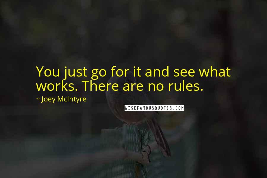 Joey McIntyre Quotes: You just go for it and see what works. There are no rules.