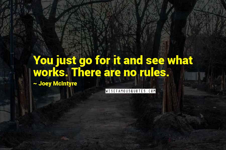 Joey McIntyre Quotes: You just go for it and see what works. There are no rules.