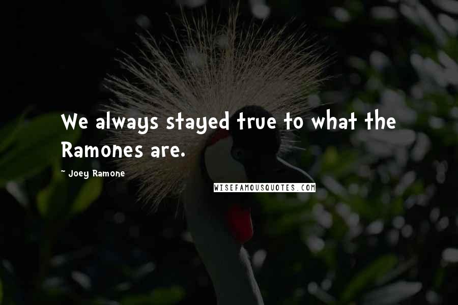 Joey Ramone Quotes: We always stayed true to what the Ramones are.