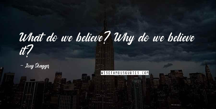 Joey Skaggs Quotes: What do we believe? Why do we believe it?