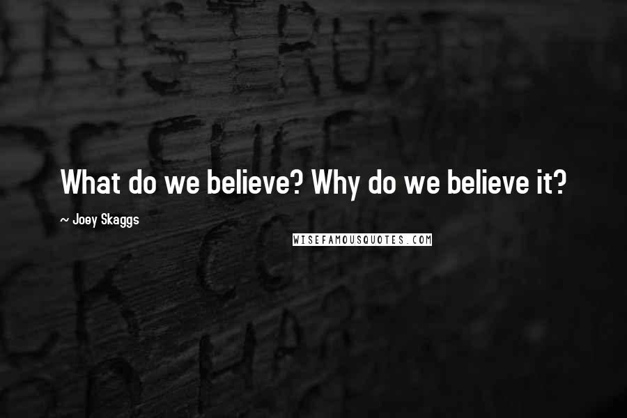 Joey Skaggs Quotes: What do we believe? Why do we believe it?