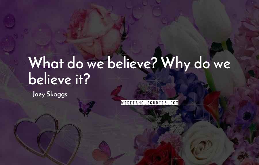 Joey Skaggs Quotes: What do we believe? Why do we believe it?