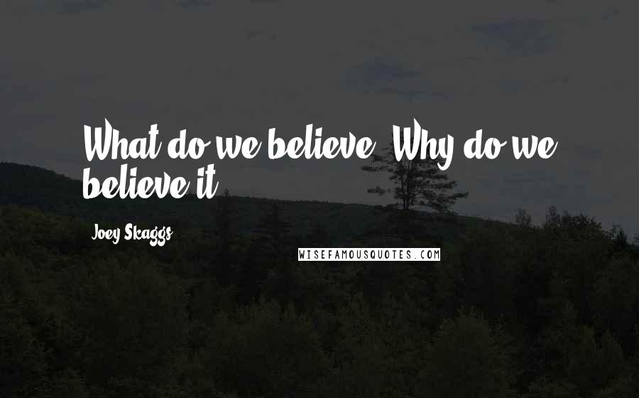 Joey Skaggs Quotes: What do we believe? Why do we believe it?