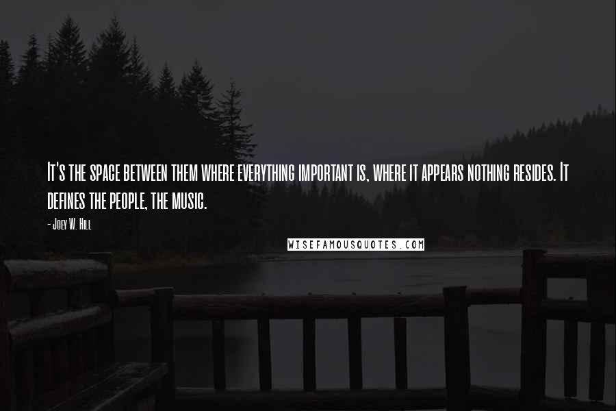 Joey W. Hill Quotes: It's the space between them where everything important is, where it appears nothing resides. It defines the people, the music.