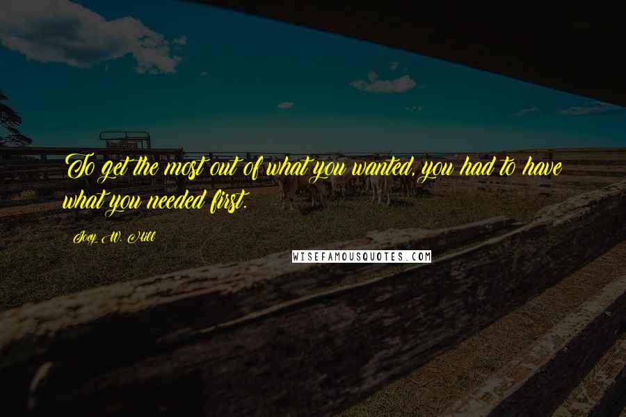 Joey W. Hill Quotes: To get the most out of what you wanted, you had to have what you needed first.