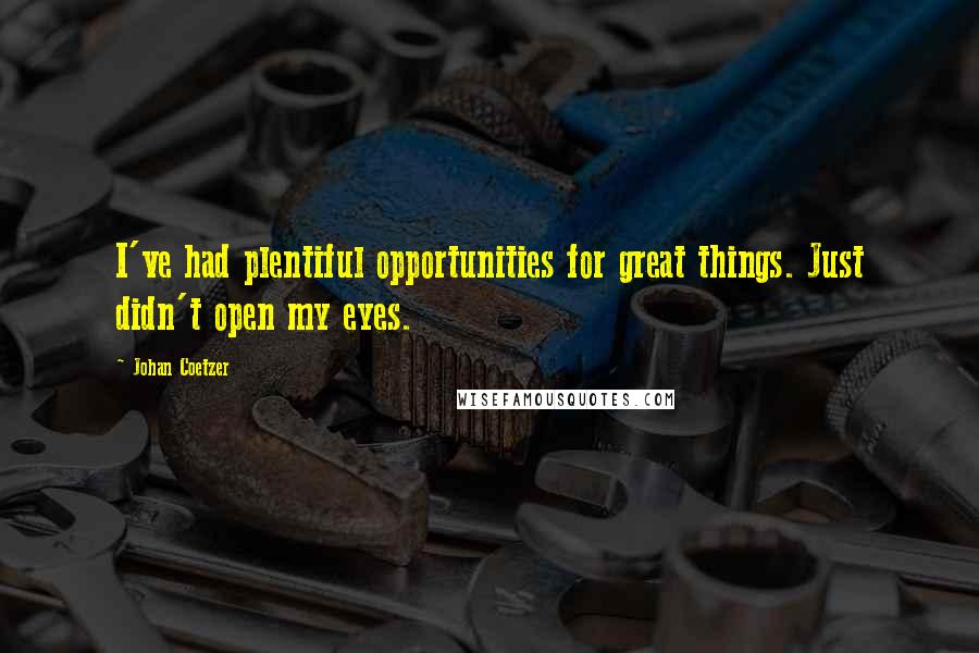 Johan Coetzer Quotes: I've had plentiful opportunities for great things. Just didn't open my eyes.