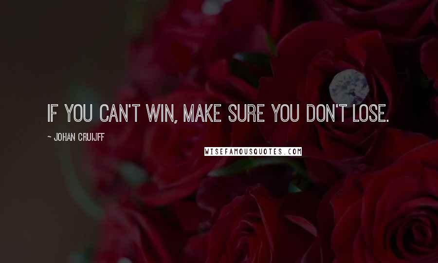 Johan Cruijff Quotes: If you can't win, make sure you don't lose.