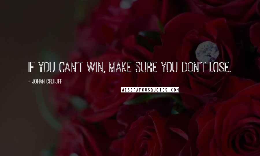 Johan Cruijff Quotes: If you can't win, make sure you don't lose.