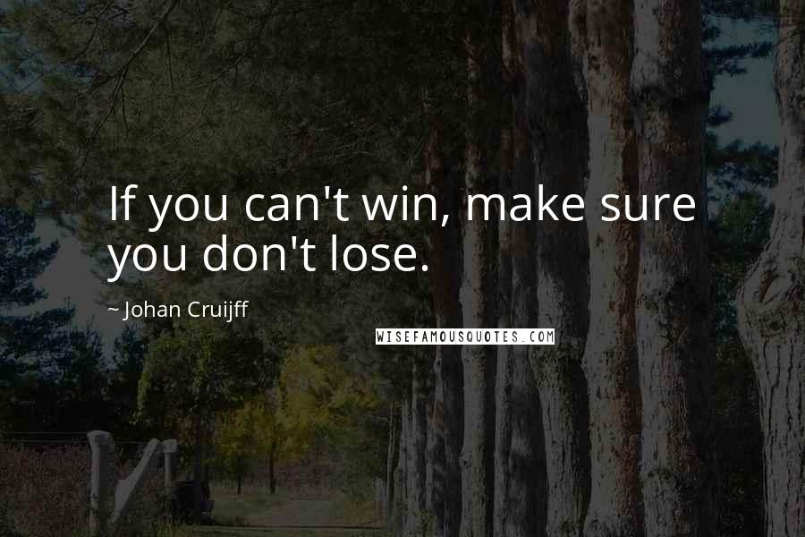 Johan Cruijff Quotes: If you can't win, make sure you don't lose.