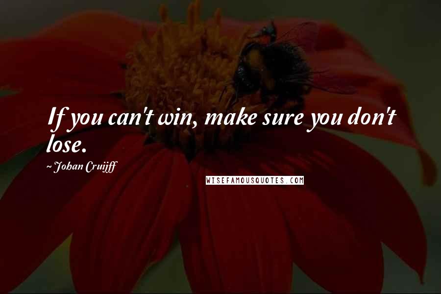 Johan Cruijff Quotes: If you can't win, make sure you don't lose.